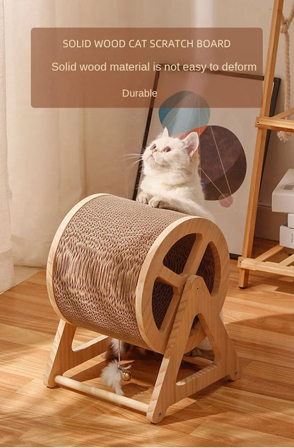 Masif Ahşap Kedi Koşu Bandı & Tırmanma Çarkı – Eğlenceli ve Sağlıklı Oyun Alanı 🐱🏃‍♂️