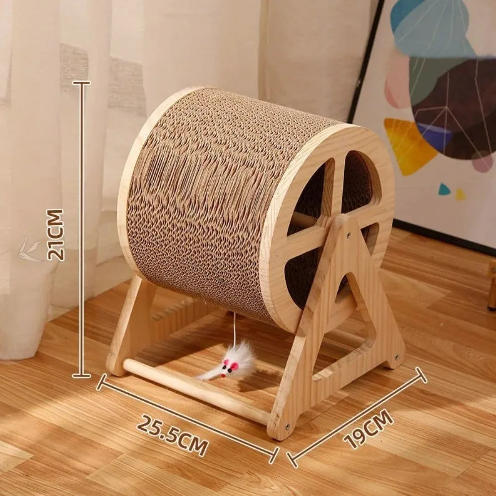 Masif Ahşap Kedi Koşu Bandı & Tırmanma Çarkı – Eğlenceli ve Sağlıklı Oyun Alanı 🐱🏃‍♂️